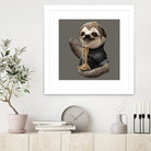 SLOTH EAT NOODLE by JUMALI KATANI on GIANT ART - gray digital drawing