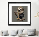 SLOTH EAT NOODLE by JUMALI KATANI on GIANT ART - gray digital drawing