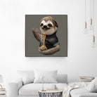 SLOTH EAT NOODLE by JUMALI KATANI on GIANT ART - gray digital drawing