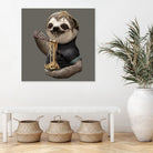 SLOTH EAT NOODLE by JUMALI KATANI on GIANT ART - gray digital drawing