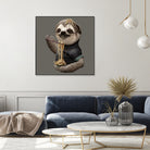 SLOTH EAT NOODLE by JUMALI KATANI on GIANT ART - gray digital drawing