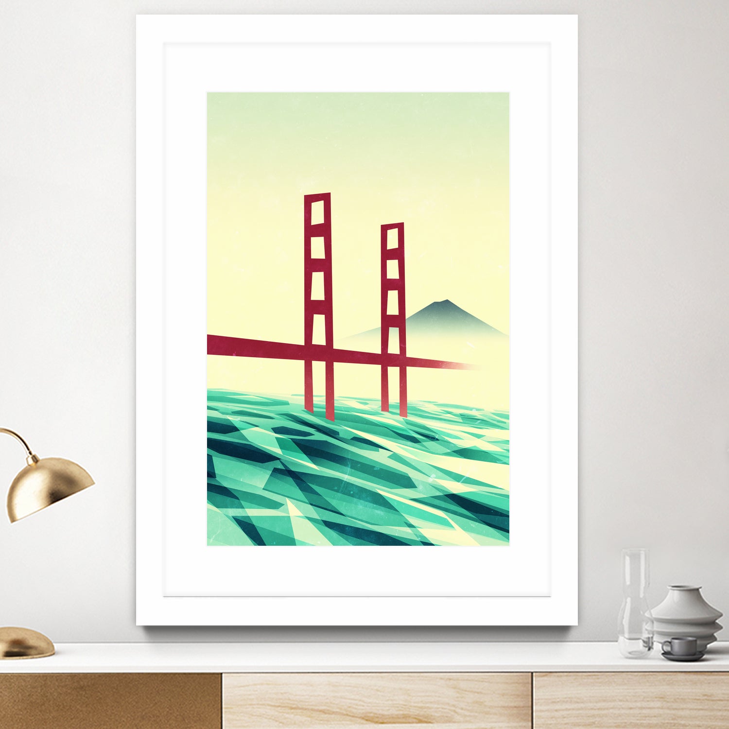 Misty day at The Golden Gate by Sjoerd Piepenbrink on GIANT ART - red vector illustration