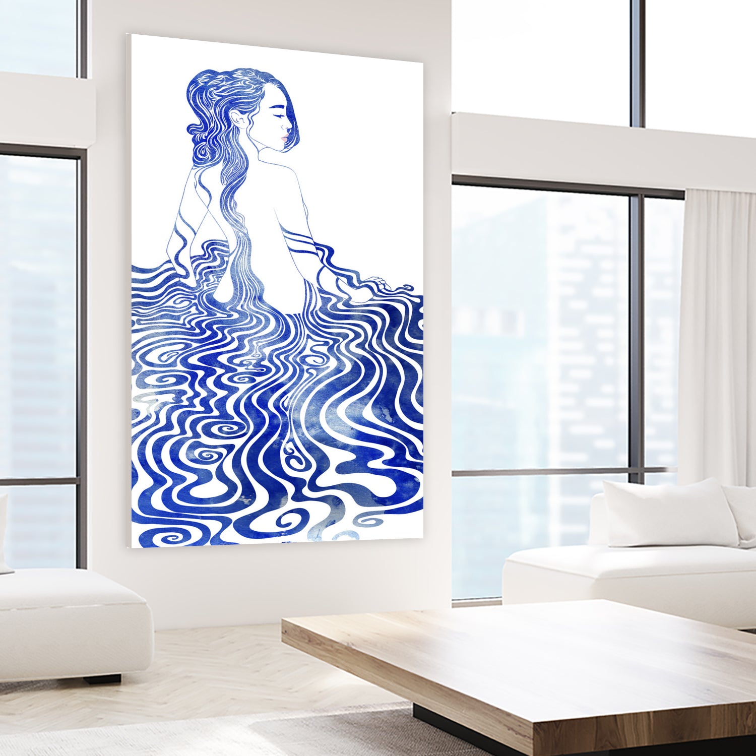 WATER NYMPH XIV by Stevyn Llewellyn on GIANT ART - blue mixed media