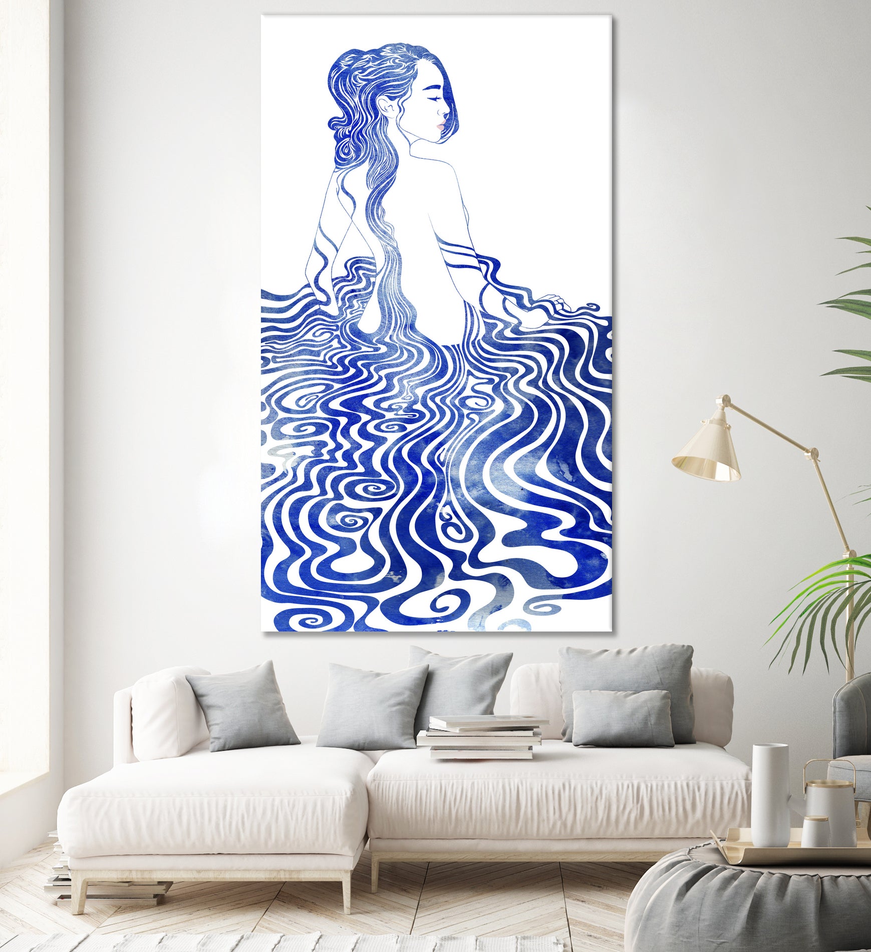 WATER NYMPH XIV by Stevyn Llewellyn on GIANT ART - blue mixed media