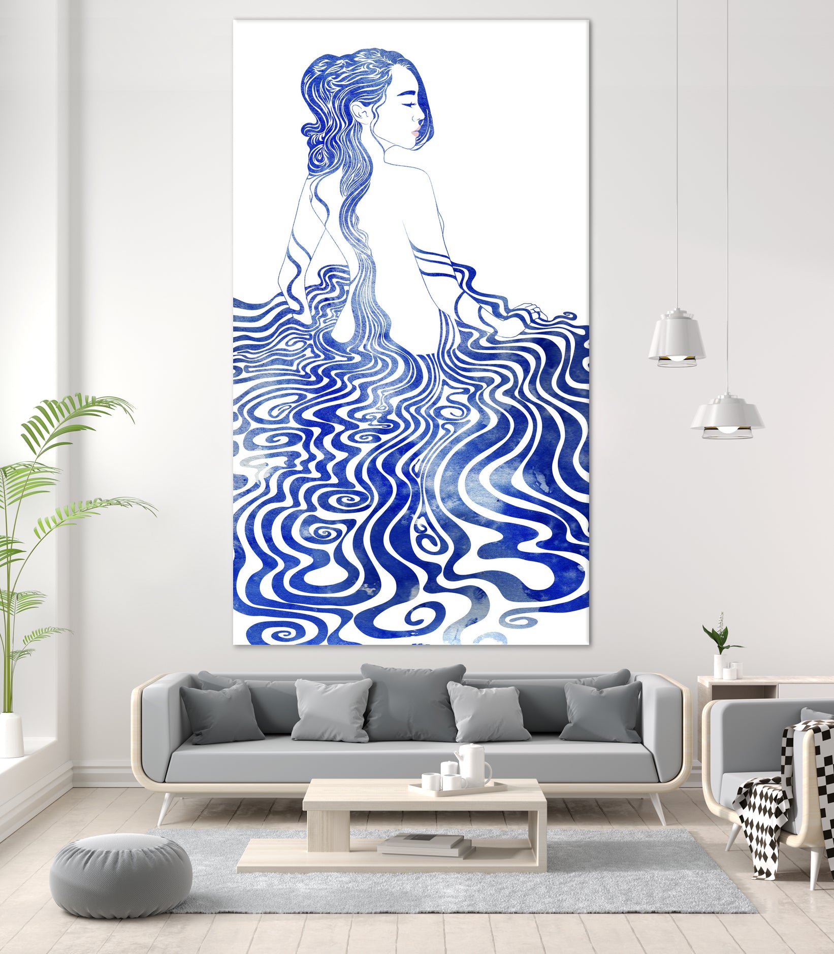 WATER NYMPH XIV by Stevyn Llewellyn on GIANT ART - blue mixed media