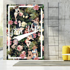 Floral and Pin Up Girls Pattern by burcu korkmazyurek on GIANT ART - black digital painting