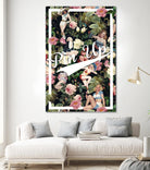 Floral and Pin Up Girls Pattern by burcu korkmazyurek on GIANT ART - black digital painting