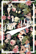 Floral and Pin Up Girls Pattern by burcu korkmazyurek on GIANT ART - black digital painting