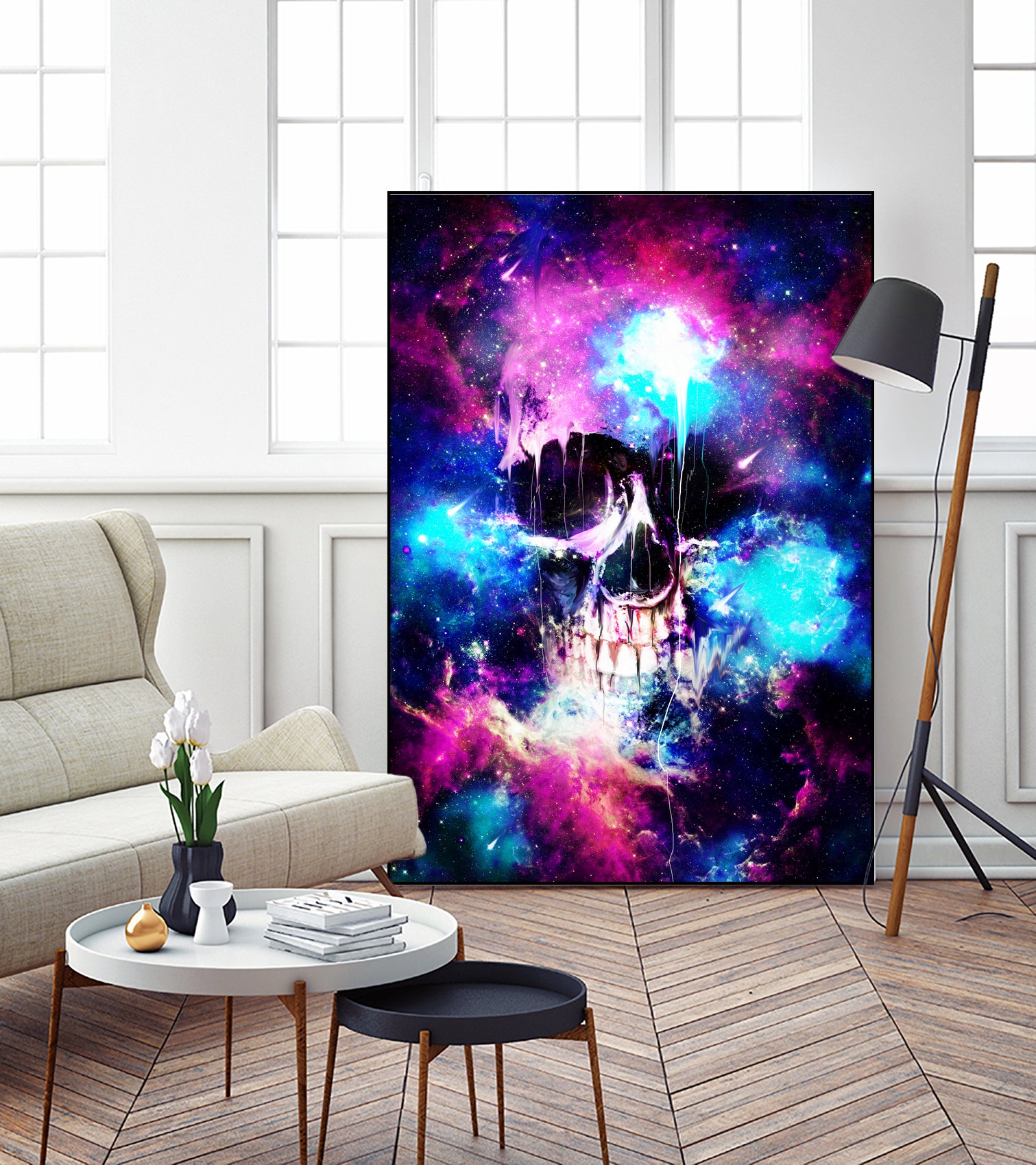 Space Skull by Francis Mi Oza on GIANT ART - blue mixed media