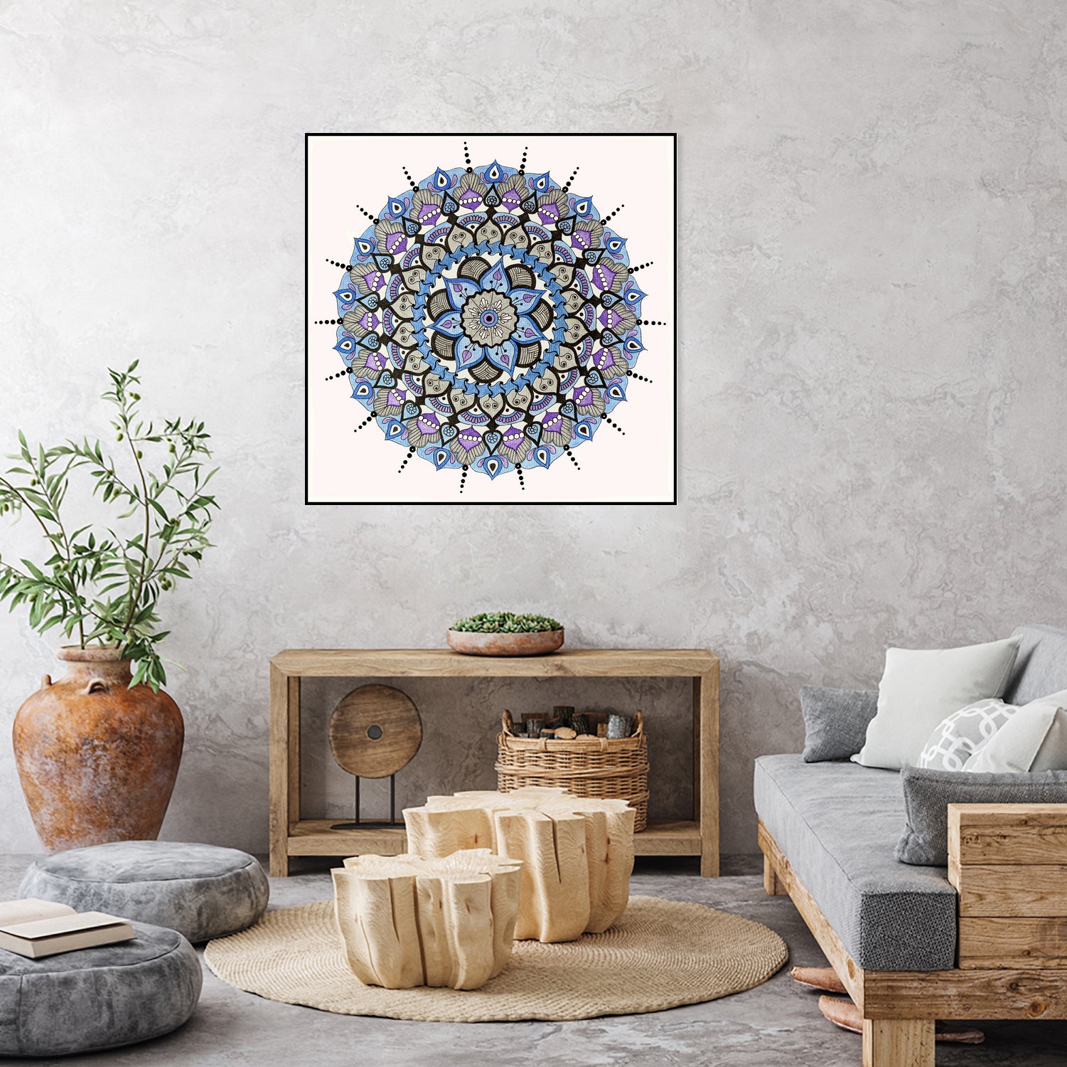 Mandala 03 by Ranka Stevic on GIANT ART - blue mixed media