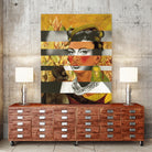 Frida Kahlo's Self Portrait with Parrot & Joan Crawford by Luigi Tarini on GIANT ART - yellow photo manipulation