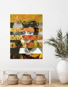 Frida Kahlo's Self Portrait with Parrot & Joan Crawford by Luigi Tarini on GIANT ART - yellow photo manipulation