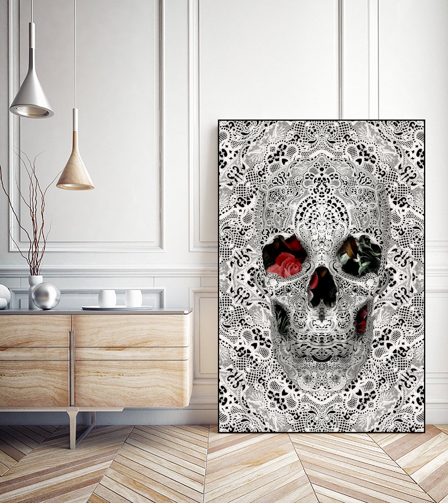 Lace Skull Light by Ali Gulec on GIANT ART - white photo illustration