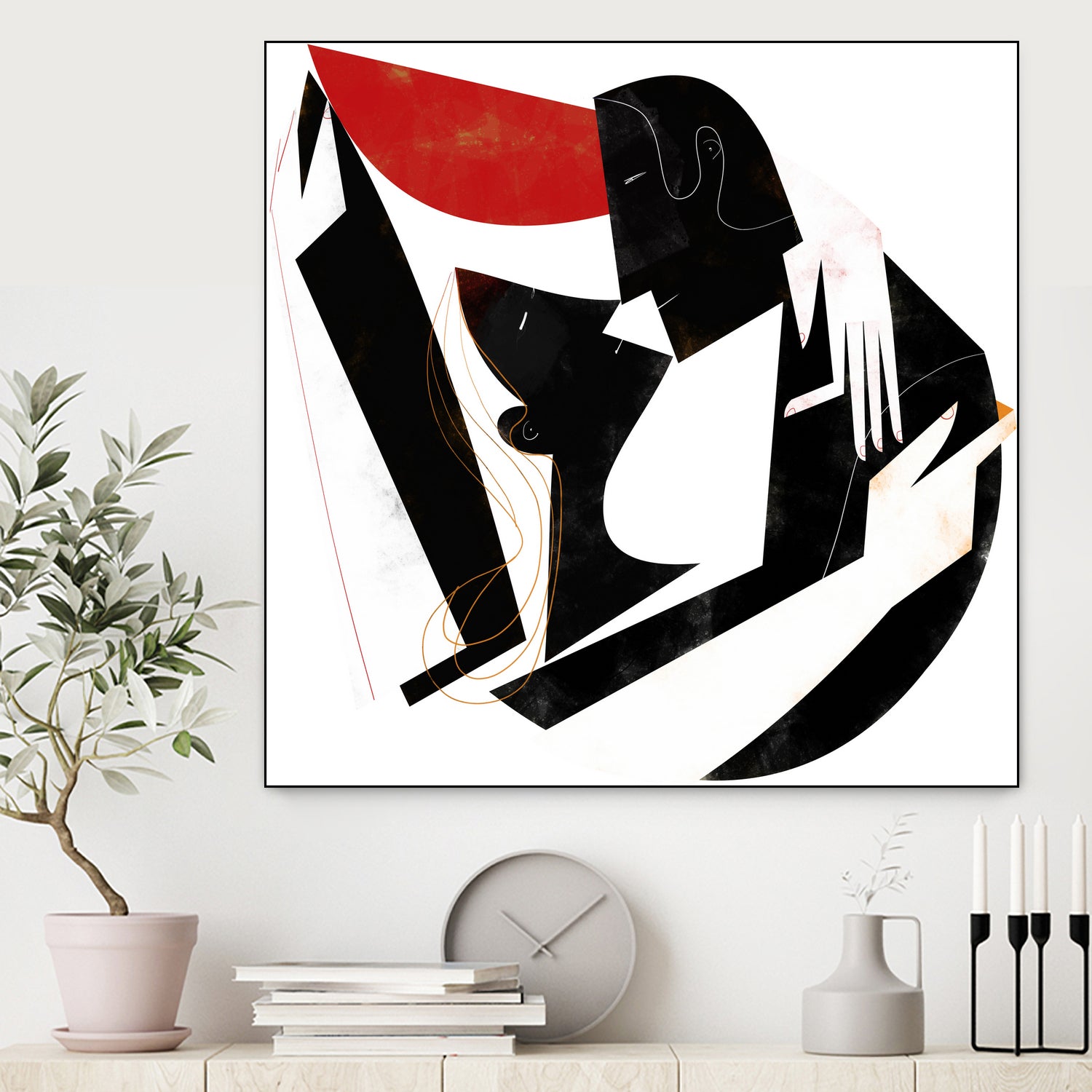 The Kiss II in Black and Red by Gregory Baldwin on GIANT ART - black digital painting