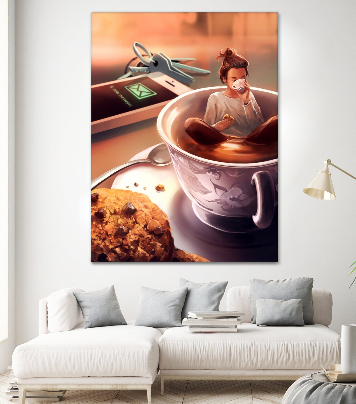 Tea Time by Cyril Rolando on GIANT ART - orange digital painting