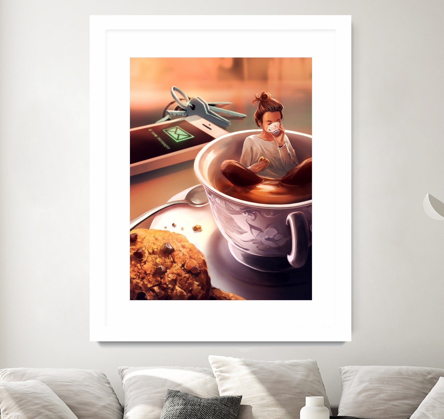 Tea Time by Cyril Rolando on GIANT ART - orange digital painting