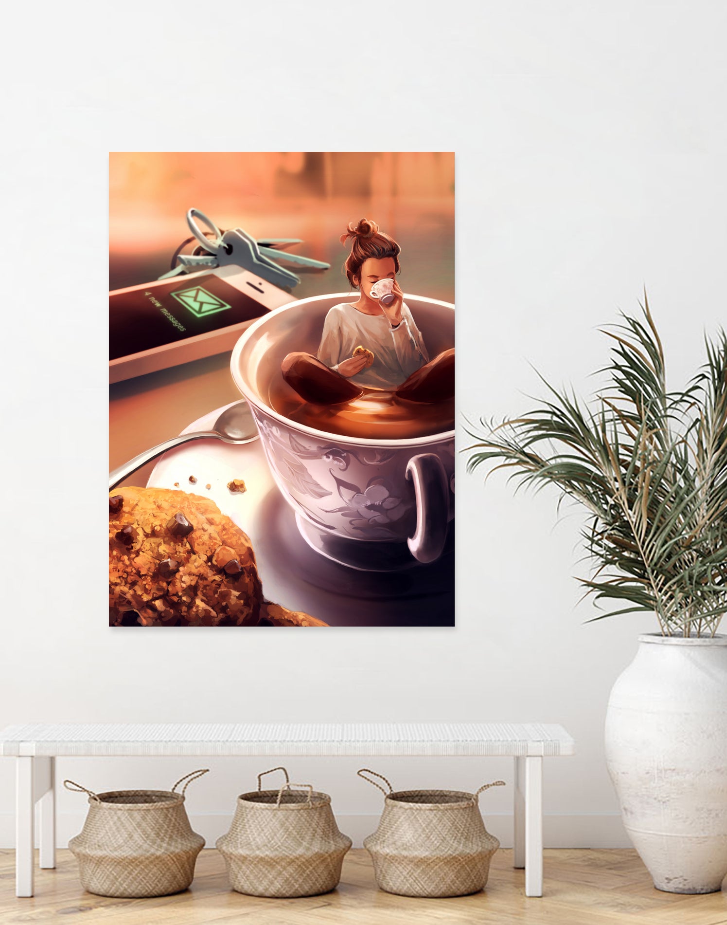 Tea Time by Cyril Rolando on GIANT ART - orange digital painting