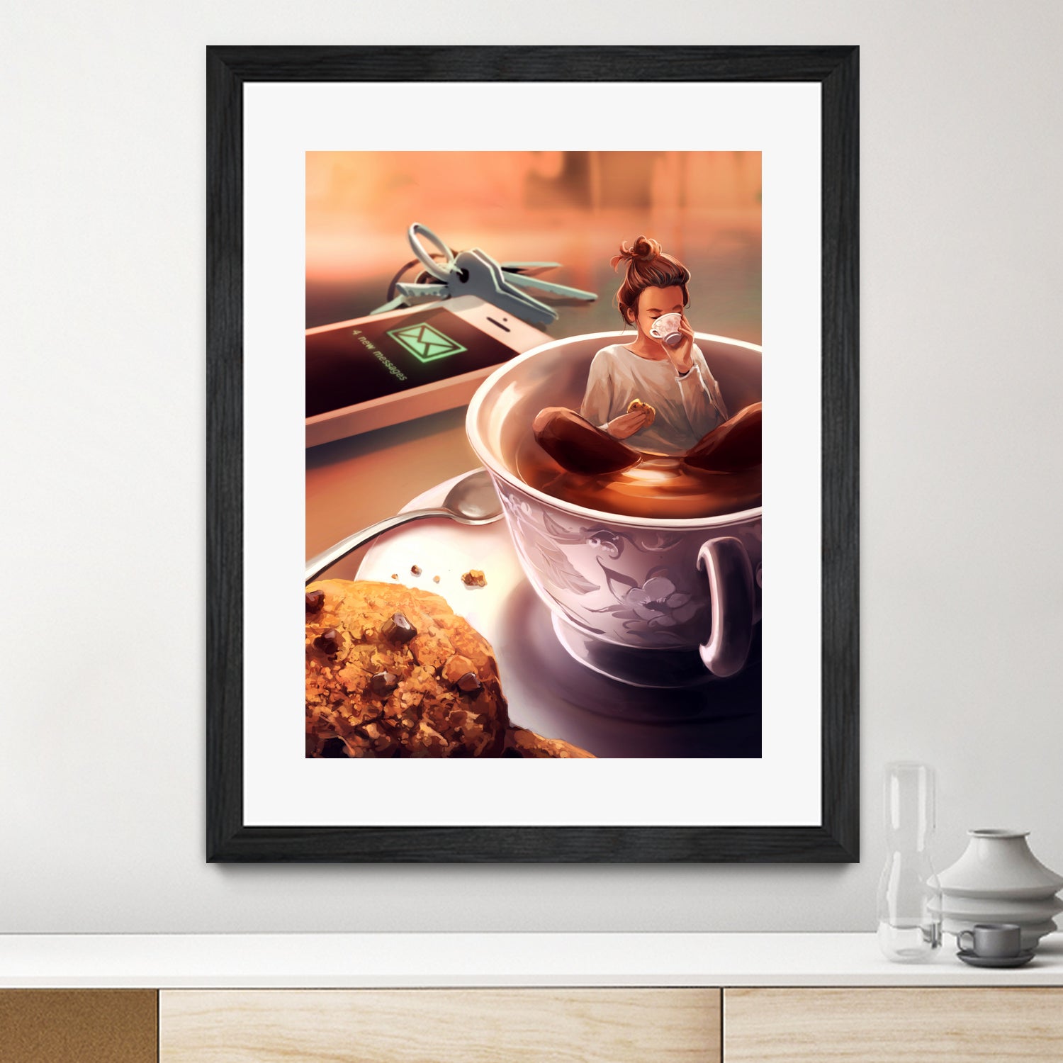 Tea Time by Cyril Rolando on GIANT ART - orange digital painting