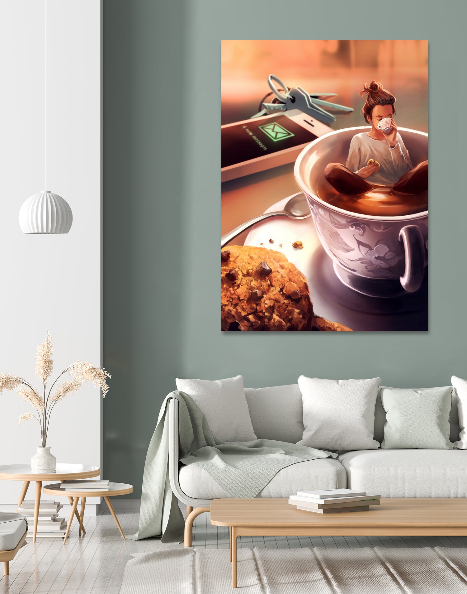 Tea Time by Cyril Rolando on GIANT ART - orange digital painting