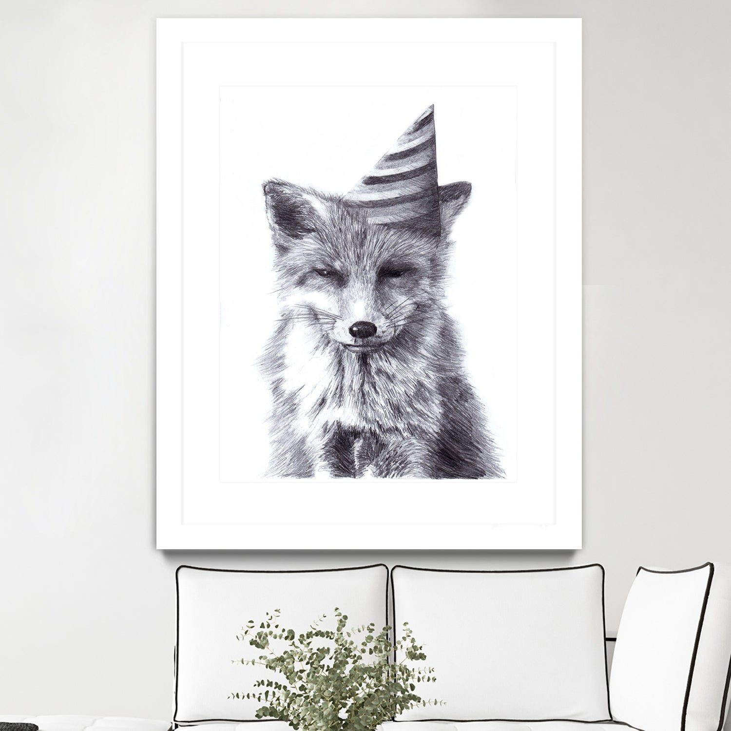 Party Fox by Kareena Harris on GIANT ART - black mixed media