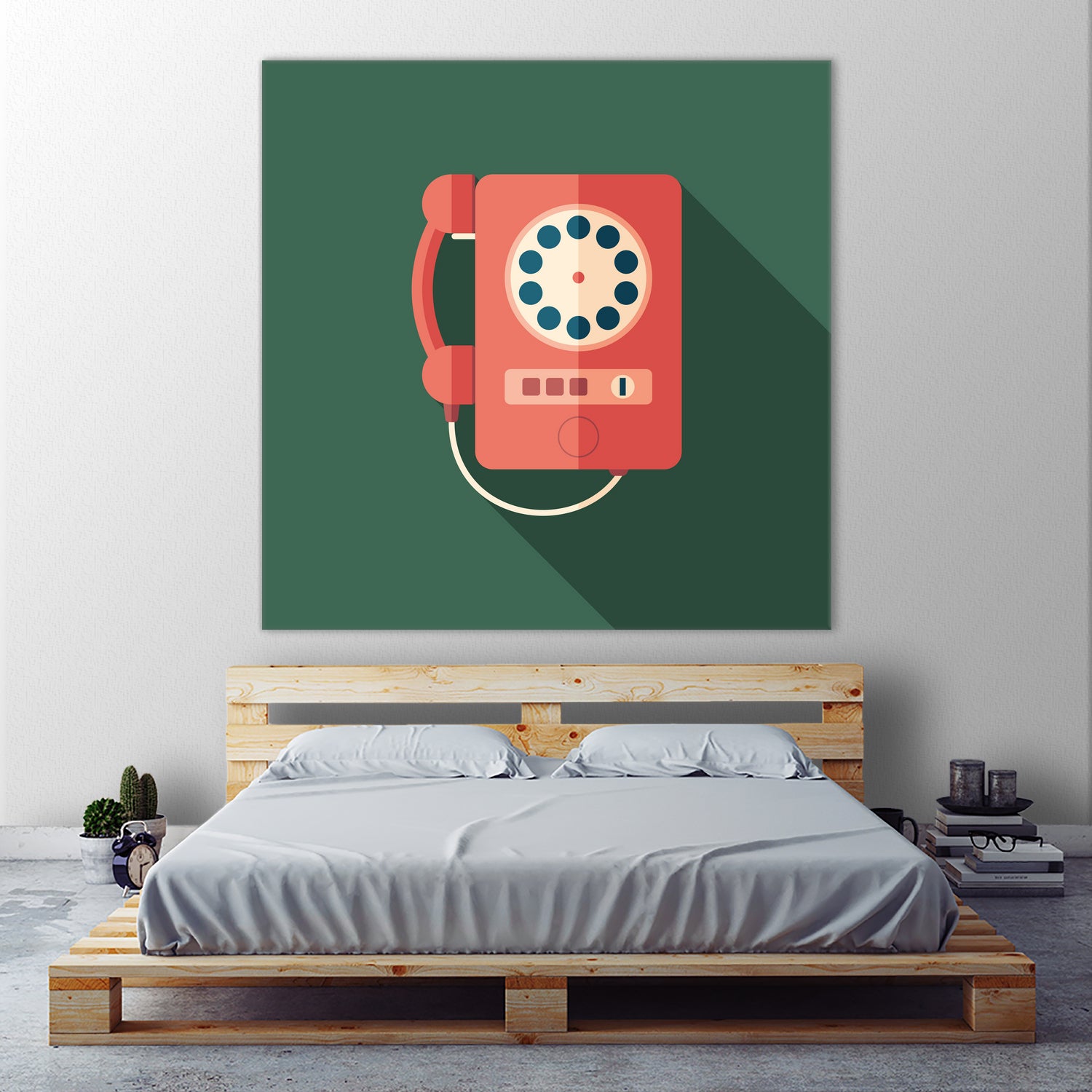 Vintage Red Telephone by Yury Velikanov on GIANT ART - white vector illustration