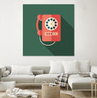 Vintage Red Telephone by Yury Velikanov on GIANT ART - white vector illustration