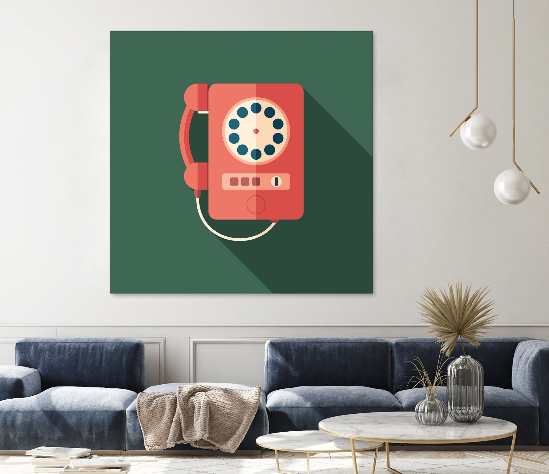 Vintage Red Telephone by Yury Velikanov on GIANT ART - white vector illustration