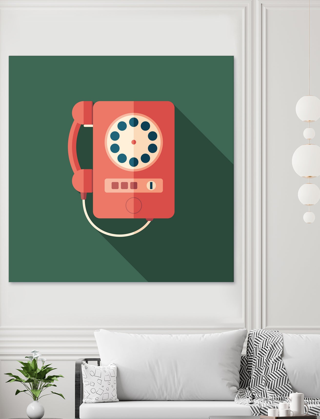 Vintage Red Telephone by Yury Velikanov on GIANT ART - white vector illustration