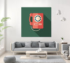 Vintage Red Telephone by Yury Velikanov on GIANT ART - white vector illustration