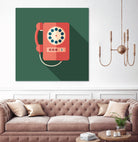 Vintage Red Telephone by Yury Velikanov on GIANT ART - white vector illustration