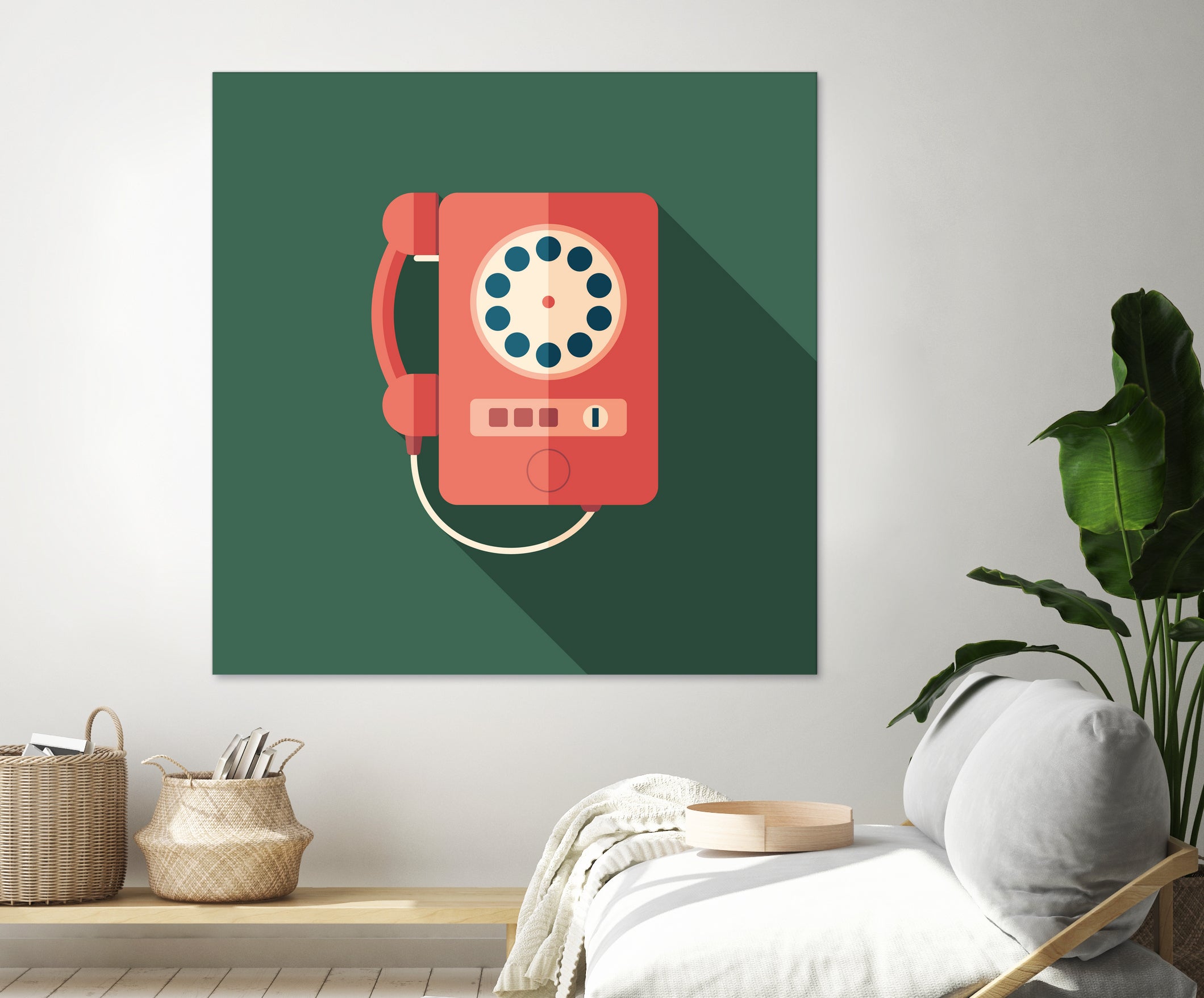 Vintage Red Telephone by Yury Velikanov on GIANT ART - white vector illustration