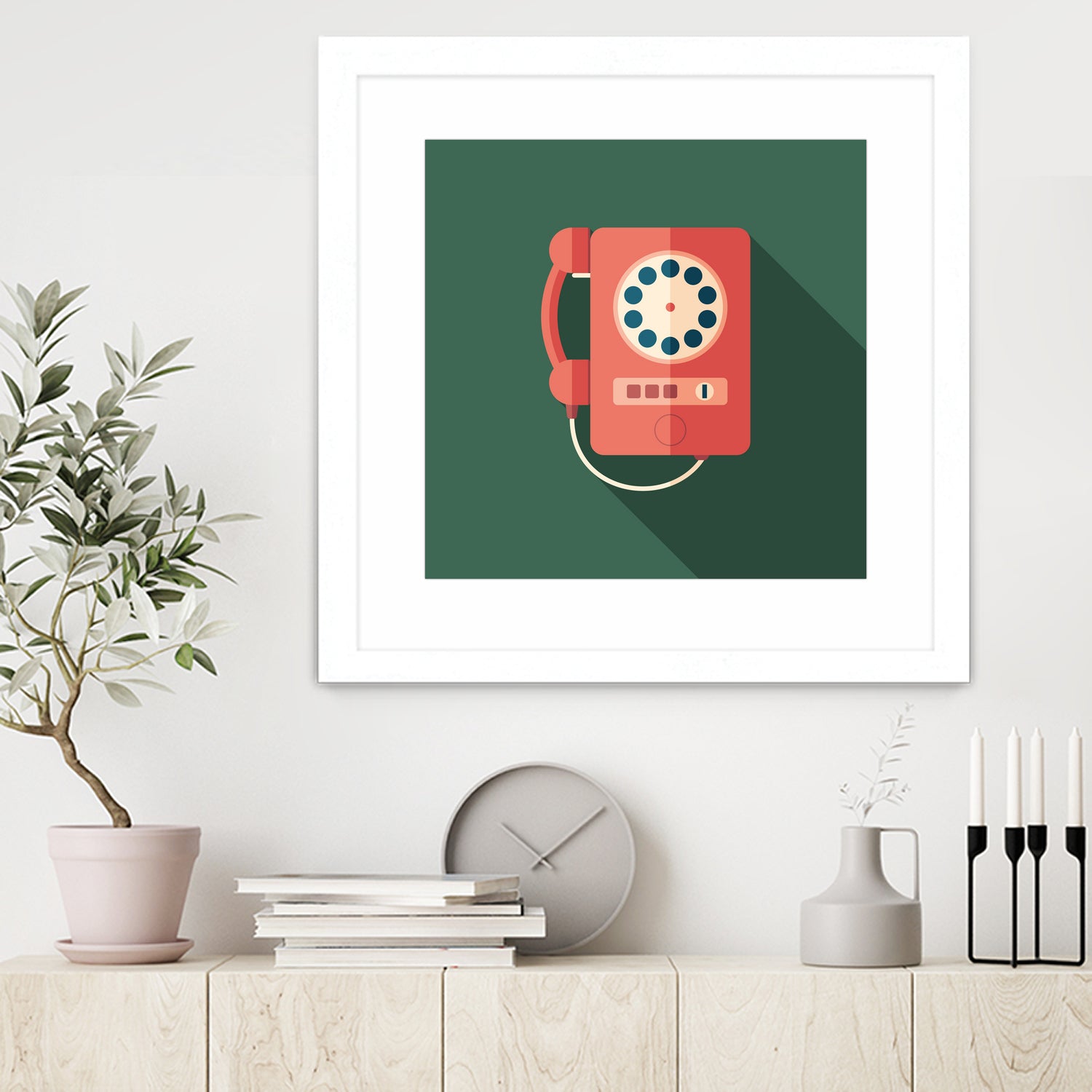 Vintage Red Telephone by Yury Velikanov on GIANT ART - white vector illustration