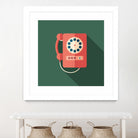 Vintage Red Telephone by Yury Velikanov on GIANT ART - white vector illustration