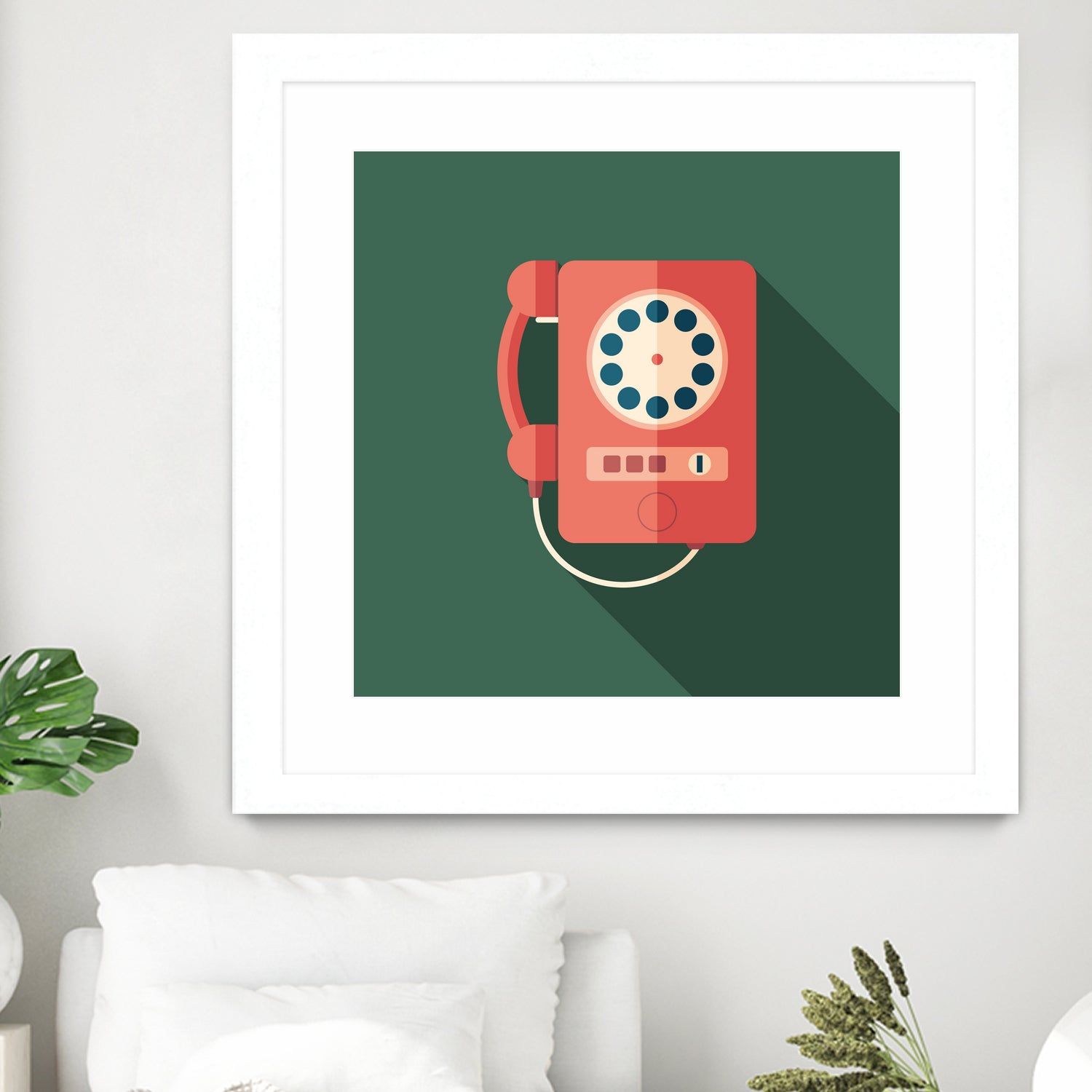 Vintage Red Telephone by Yury Velikanov on GIANT ART - white vector illustration