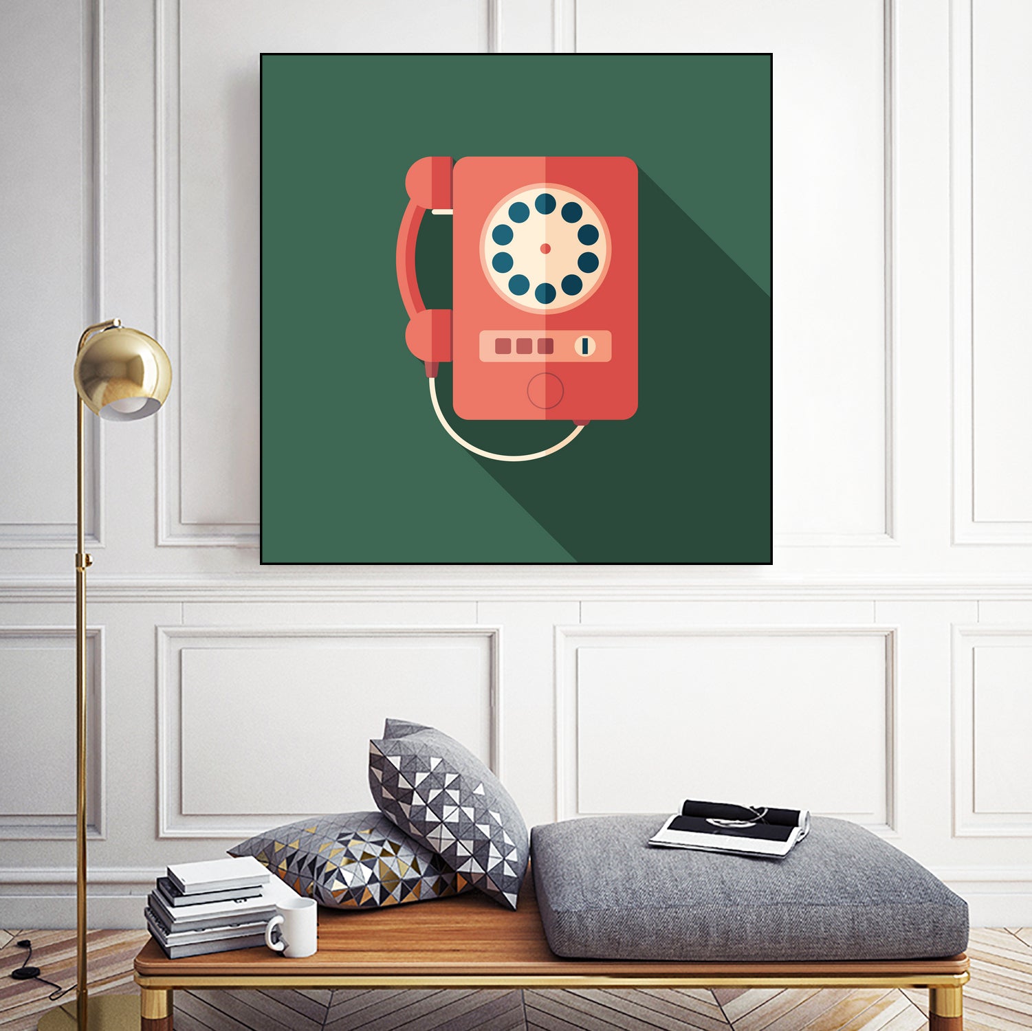 Vintage Red Telephone by Yury Velikanov on GIANT ART - white vector illustration