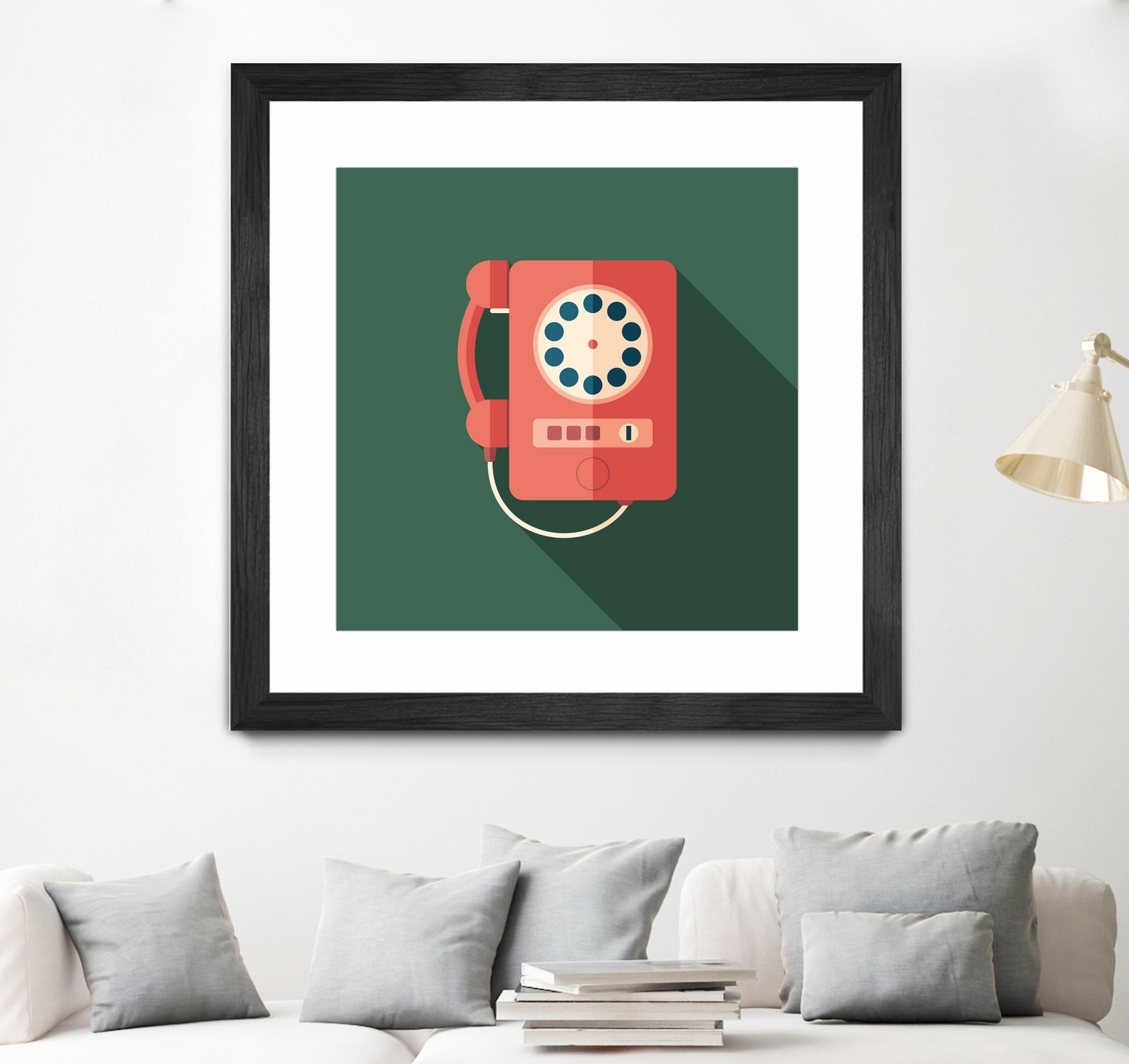 Vintage Red Telephone by Yury Velikanov on GIANT ART - white vector illustration