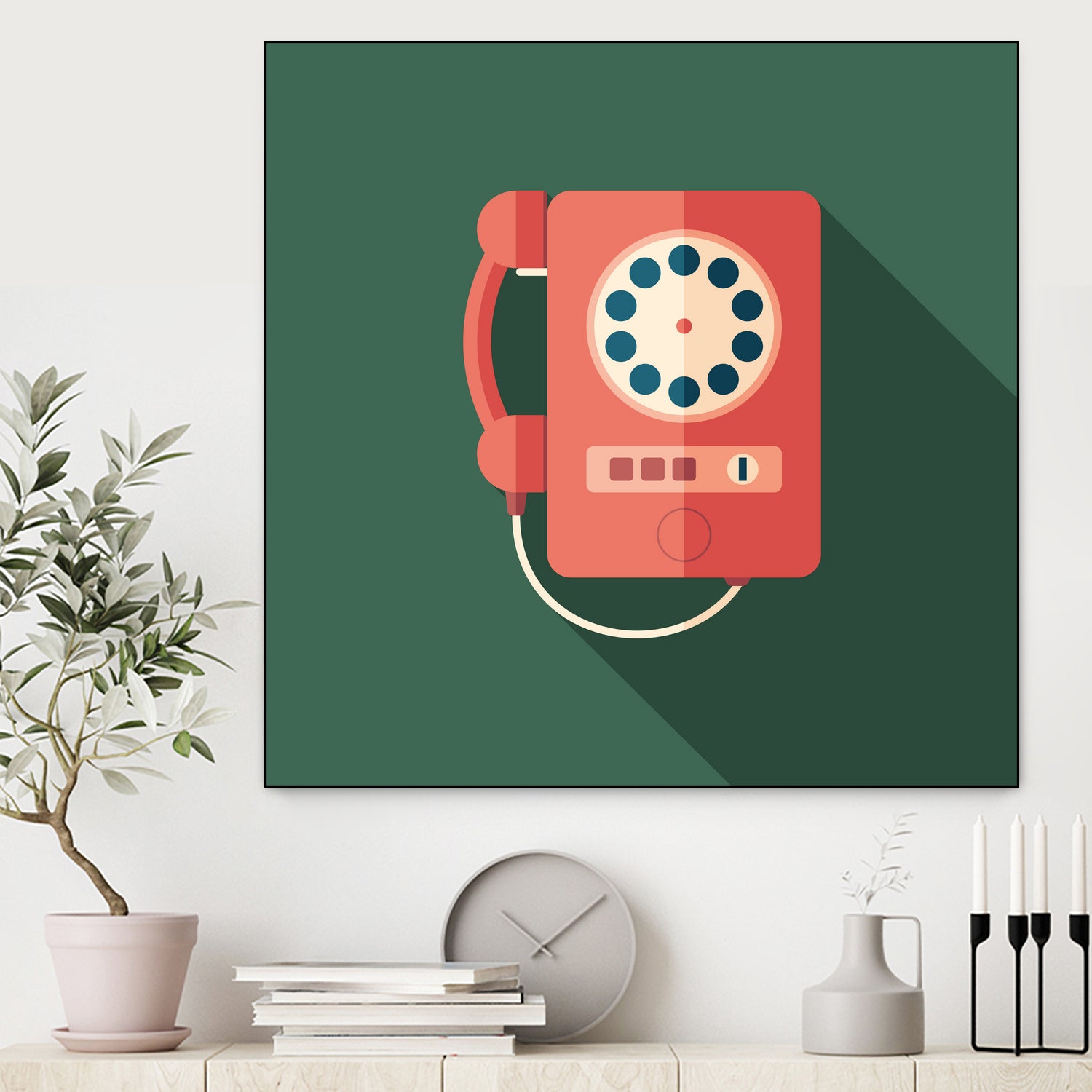 Vintage Red Telephone by Yury Velikanov on GIANT ART - white vector illustration