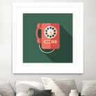 Vintage Red Telephone by Yury Velikanov on GIANT ART - white vector illustration