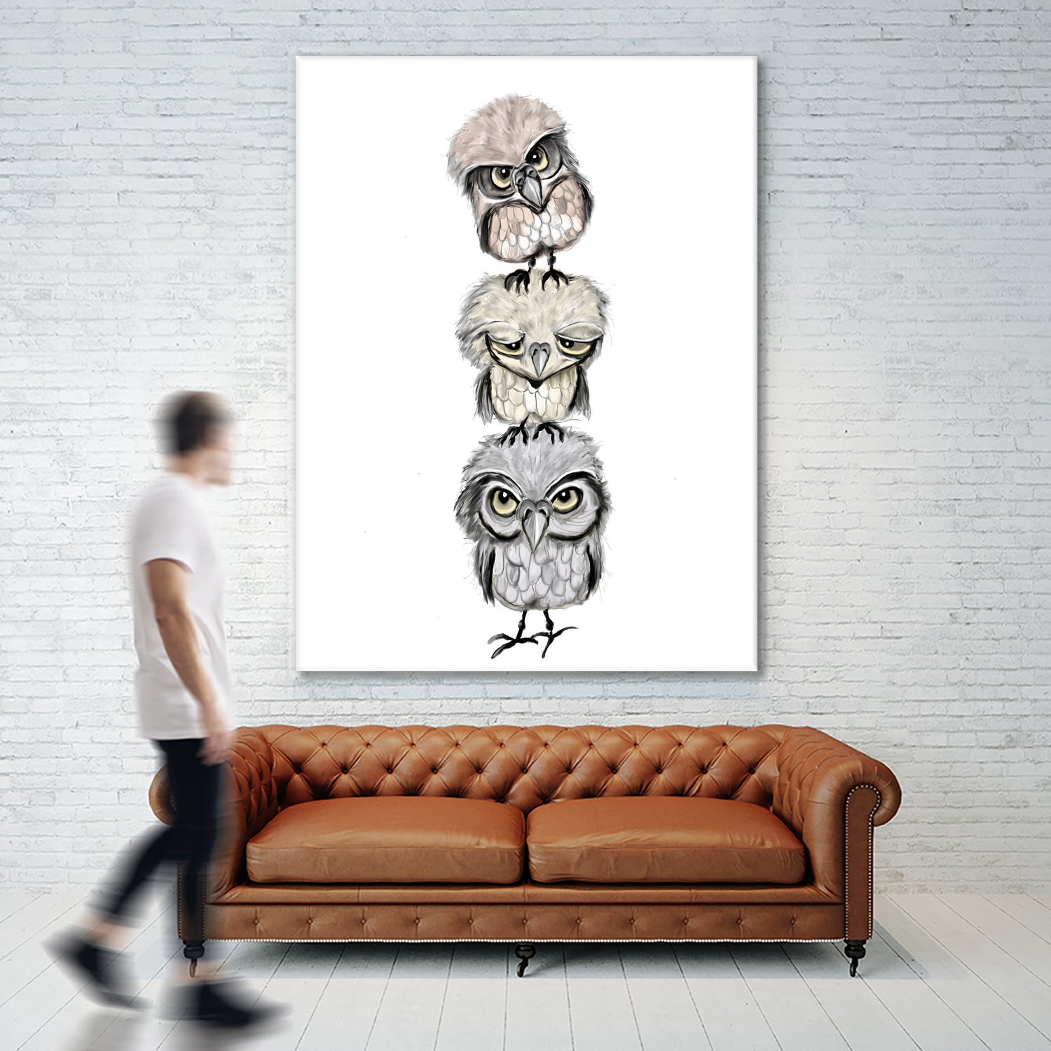 Owl Totæm by Mia Møller on GIANT ART - white digital drawing