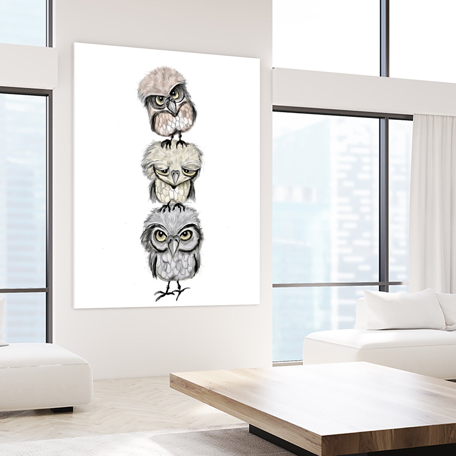 Owl Totæm by Mia Møller on GIANT ART - white digital drawing