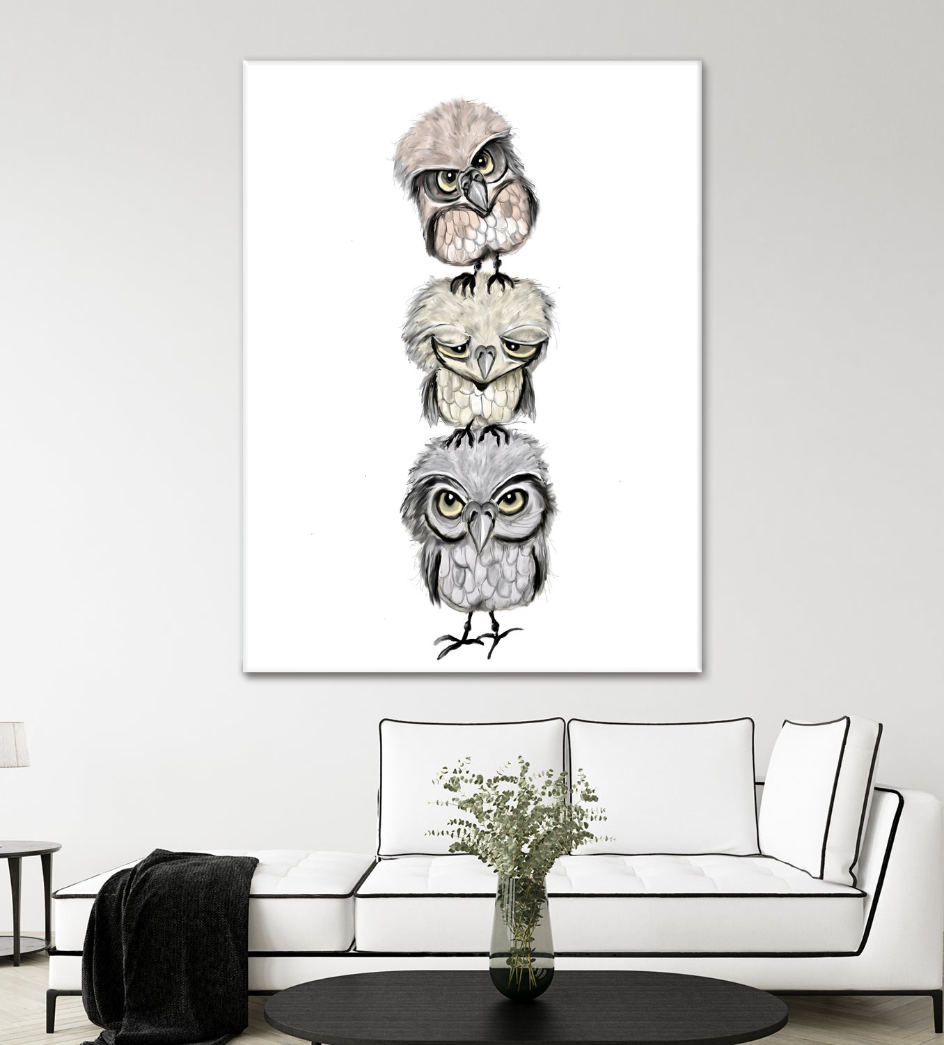 Owl Totæm by Mia Møller on GIANT ART - white digital drawing