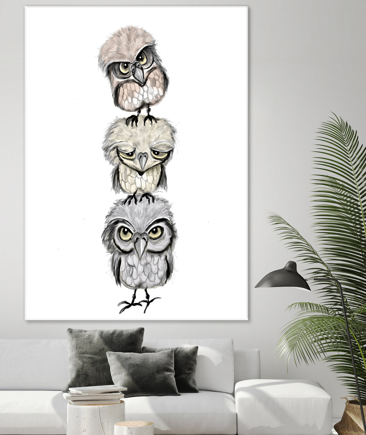 Owl Totæm by Mia Møller on GIANT ART - white digital drawing