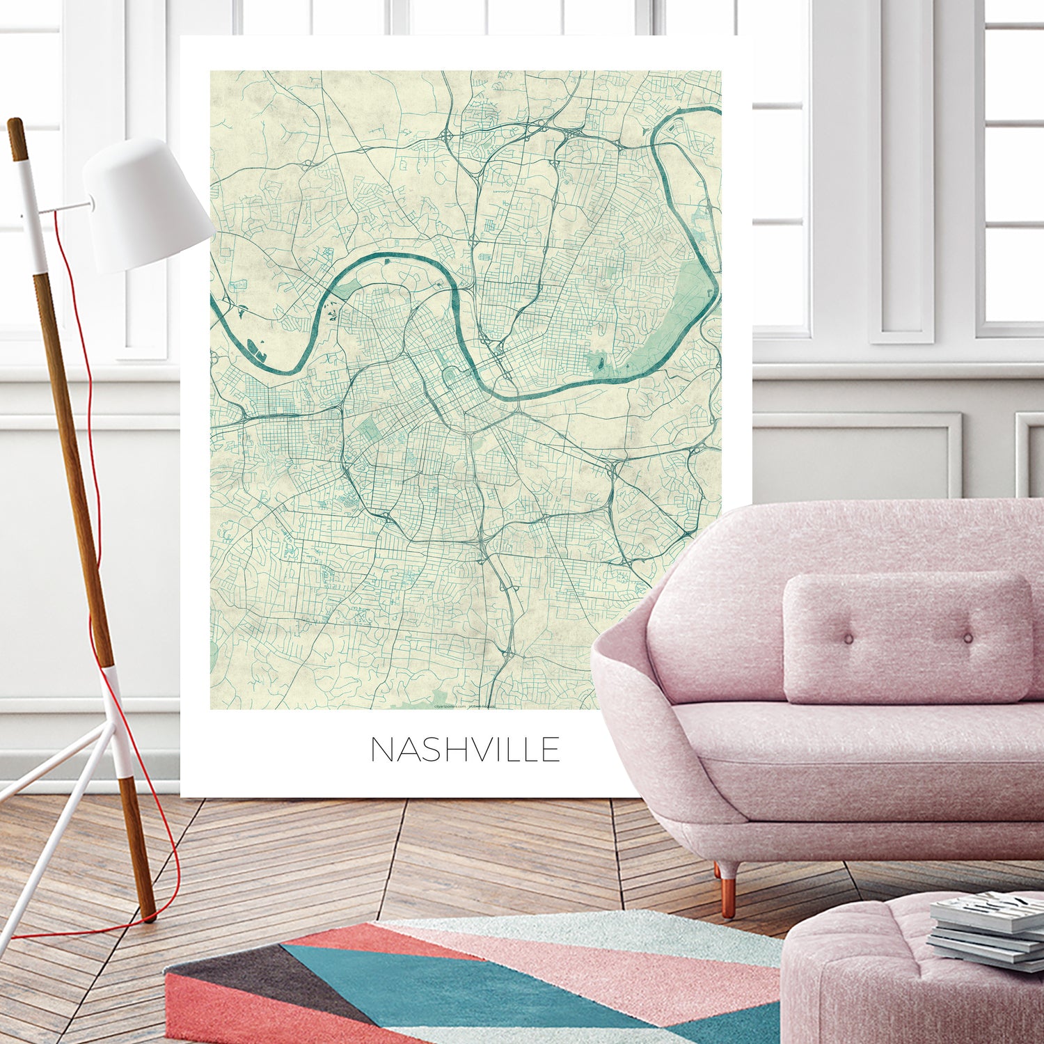 Nashville Map Blue by Hubert Roguski on GIANT ART - blue digital painting