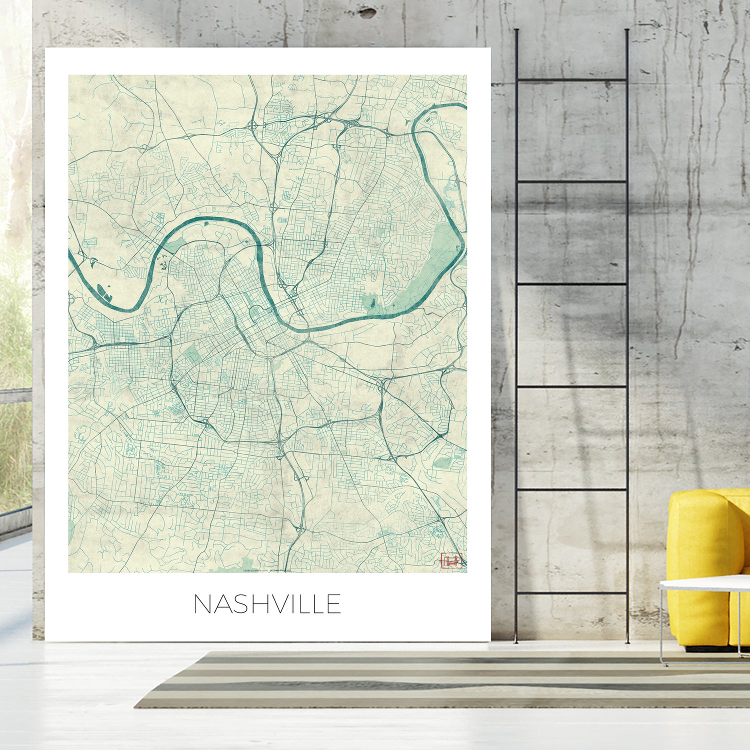 Nashville Map Blue by Hubert Roguski on GIANT ART - blue digital painting