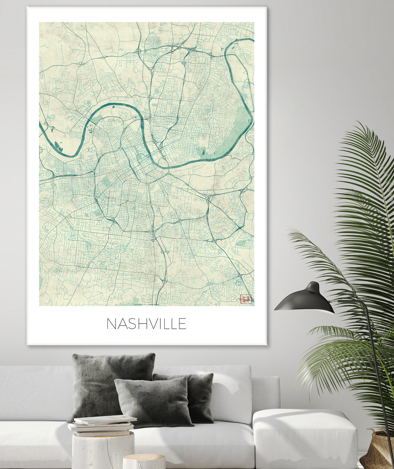 Nashville Map Blue by Hubert Roguski on GIANT ART - blue digital painting