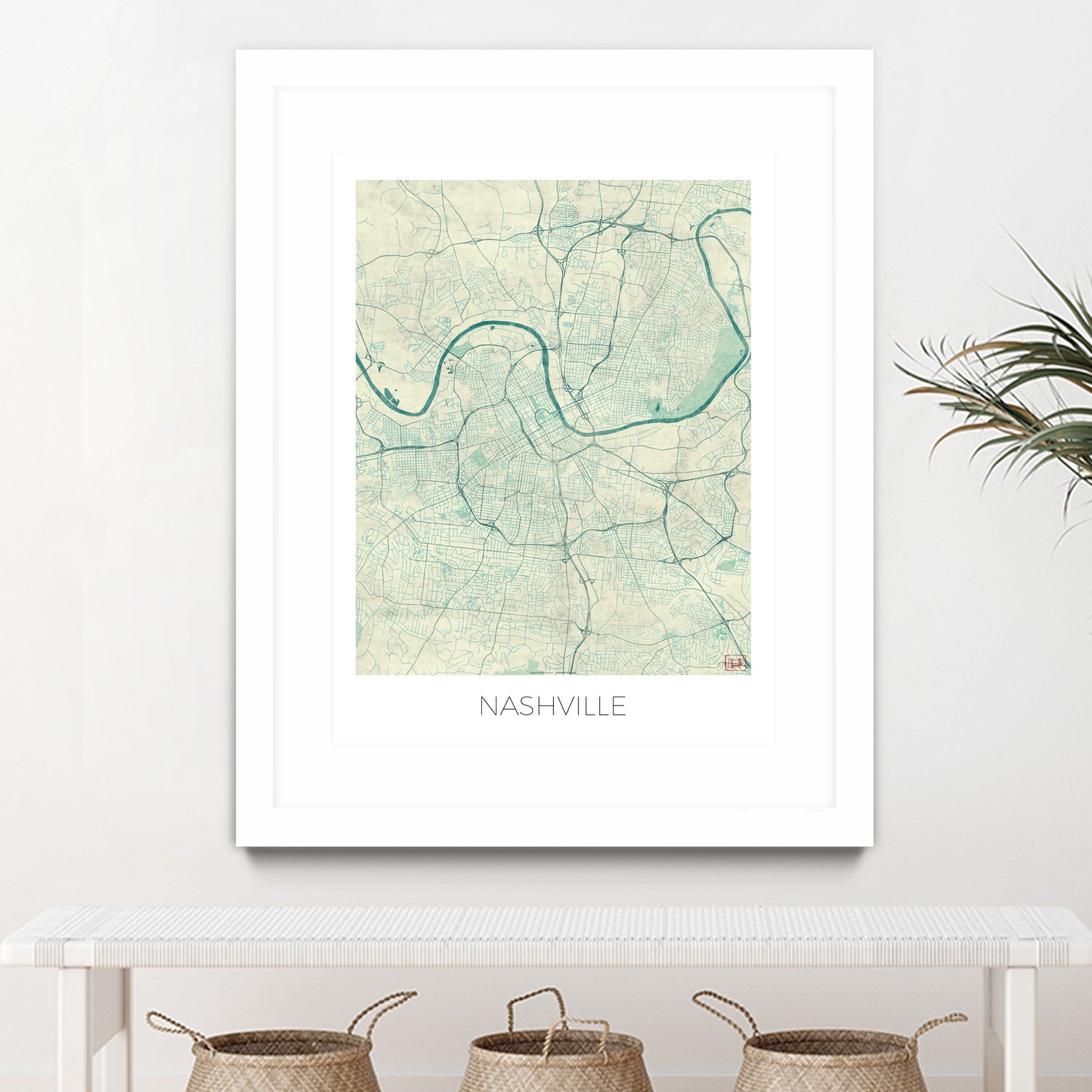 Nashville Map Blue by Hubert Roguski on GIANT ART - blue digital painting