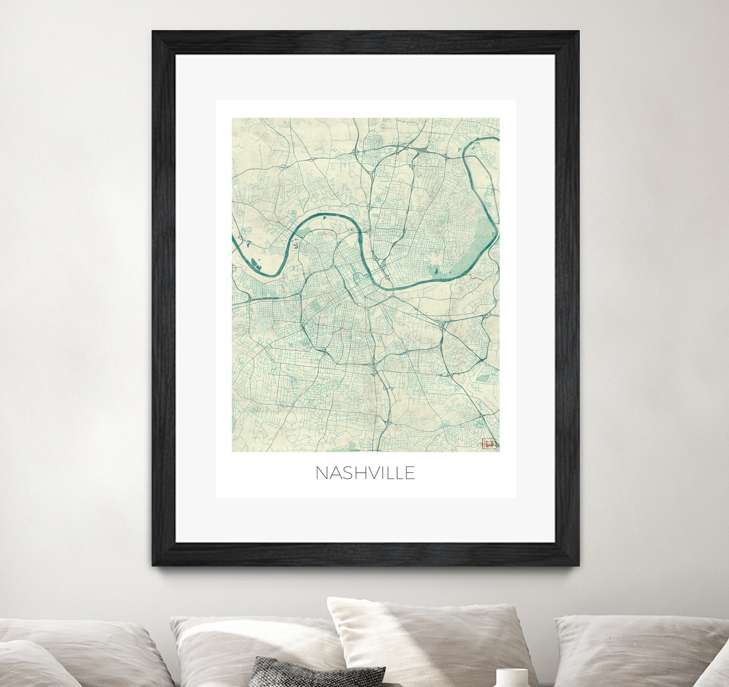 Nashville Map Blue by Hubert Roguski on GIANT ART - blue digital painting