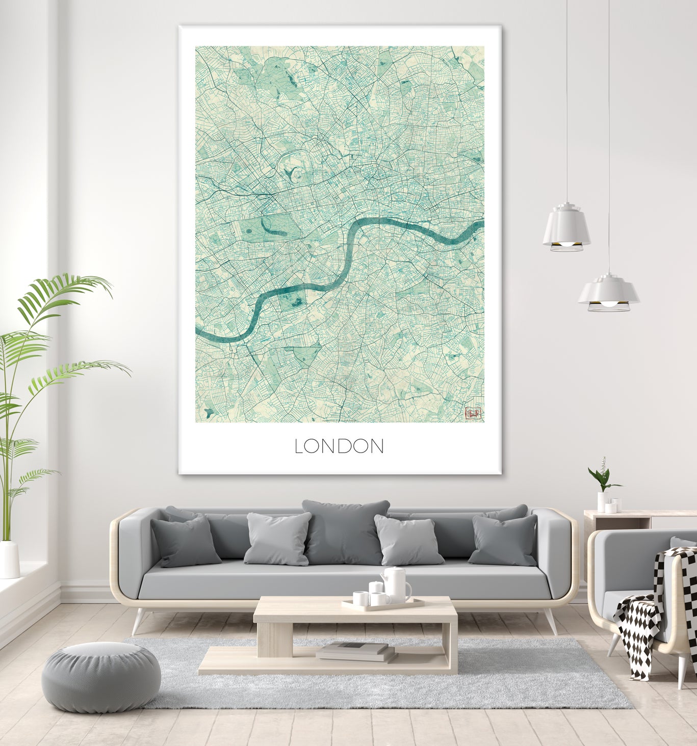 London Map Blue by Hubert Roguski on GIANT ART - blue digital painting