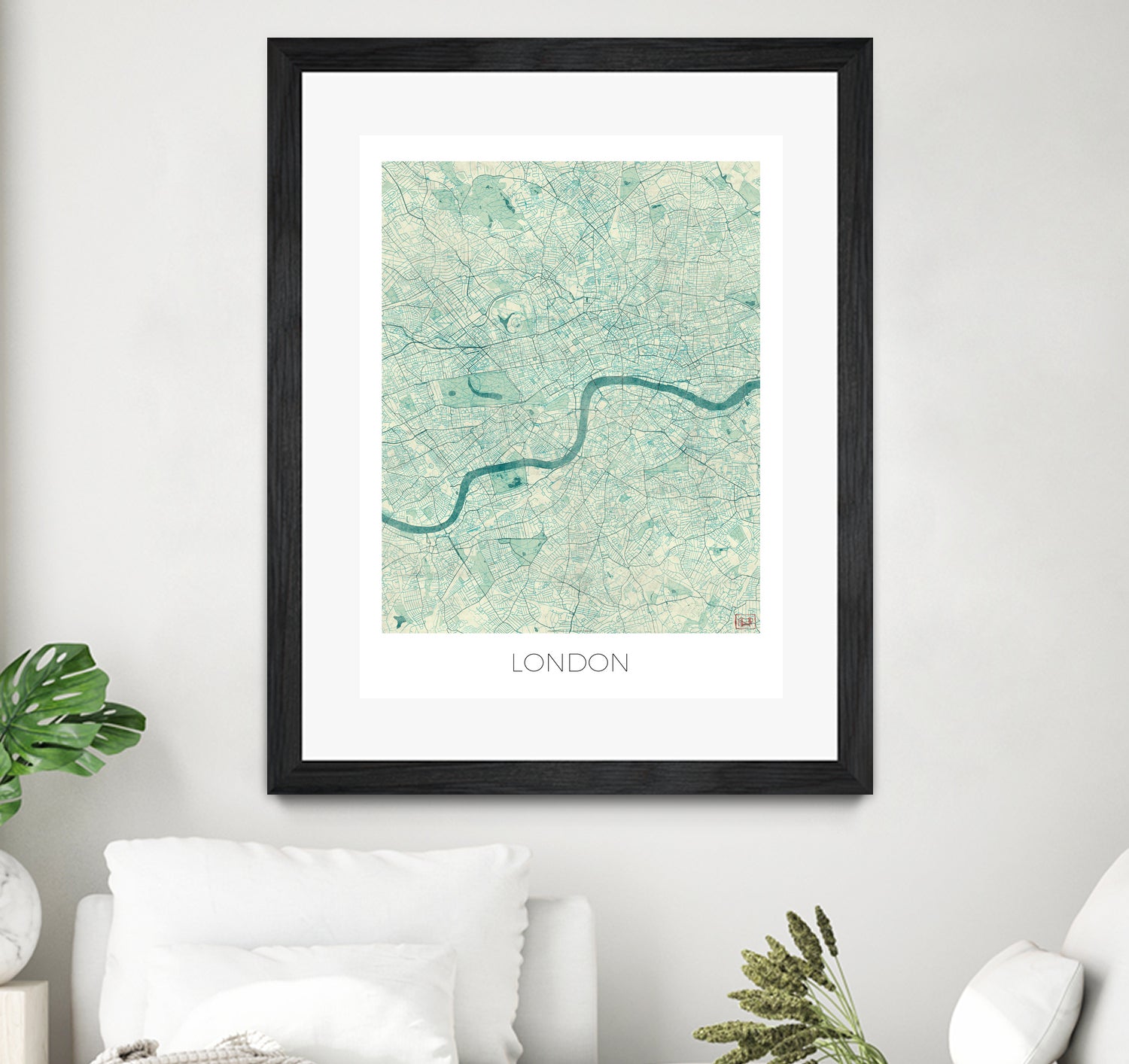 London Map Blue by Hubert Roguski on GIANT ART - blue digital painting