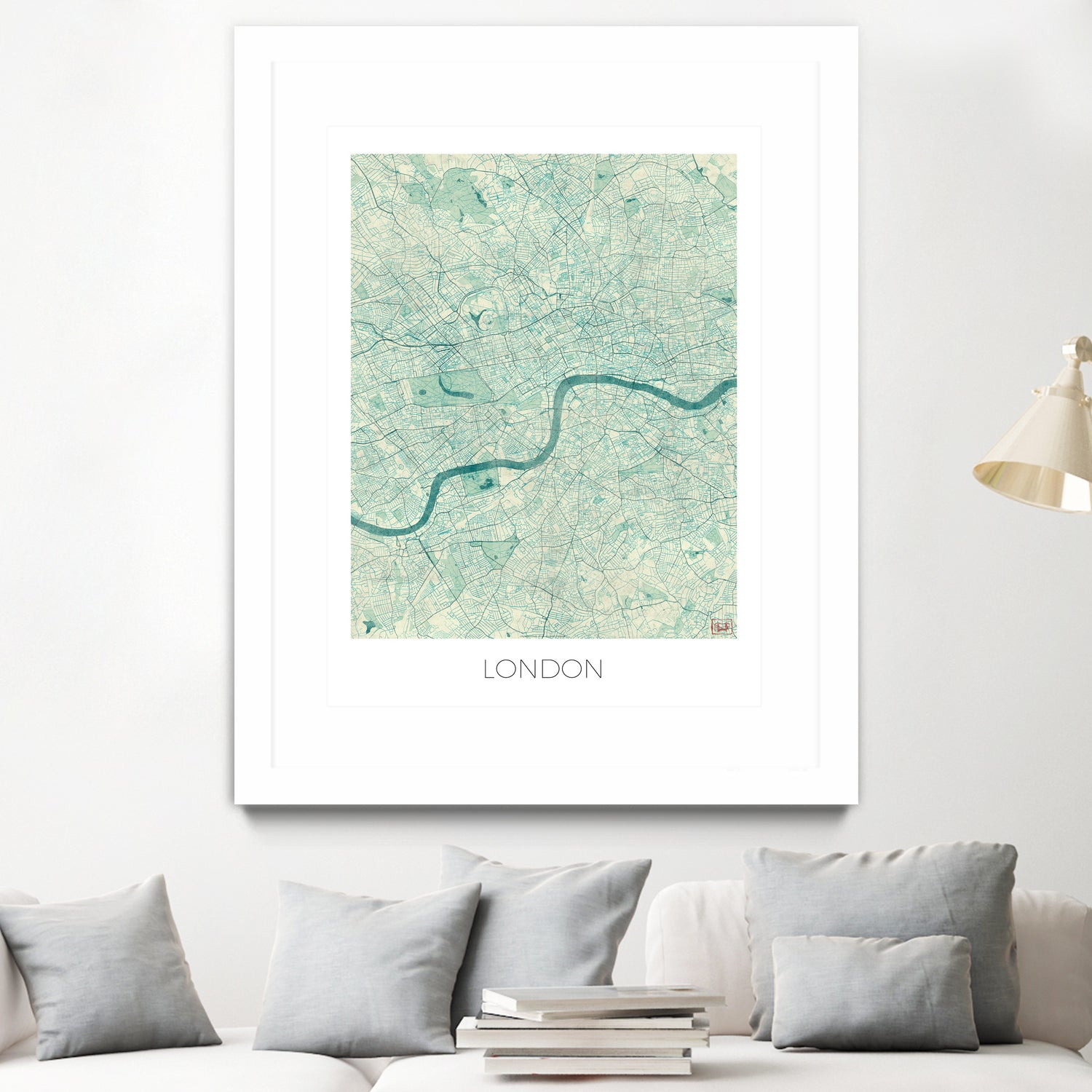 London Map Blue by Hubert Roguski on GIANT ART - blue digital painting